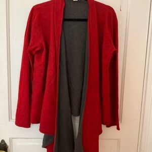 Women's Open Draped Cardigan Sweater in Red